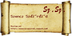 Szencz Szórád névjegykártya